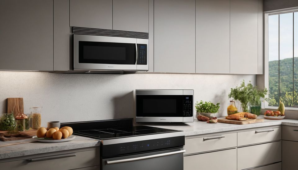 Built-in microwave oven in a kitchen