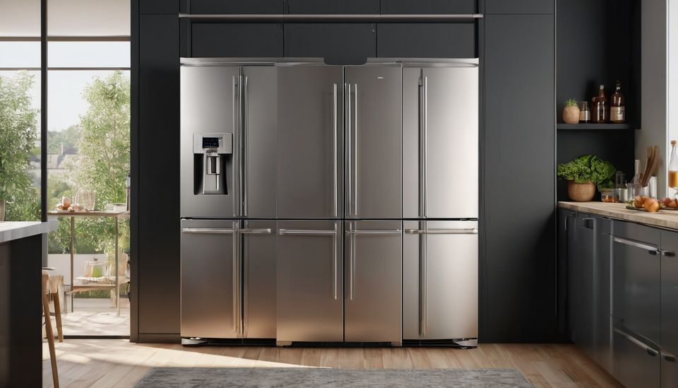 Stainless steel refrigerator in a kitchen